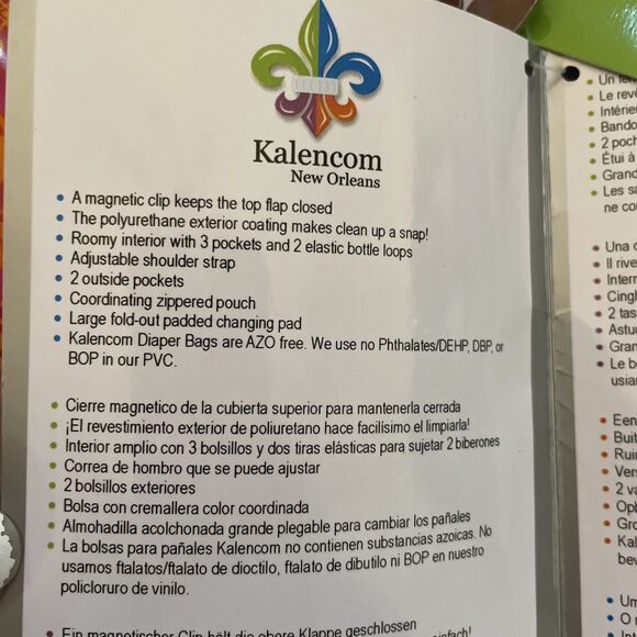 Kalencom New Orleans Midi Buckle Diaper Bag Oil Cloth Eco-Friendly UNUSED - Picture 6 of 10